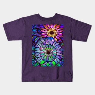 Stained Glass Lotus Flowers Kids T-Shirt